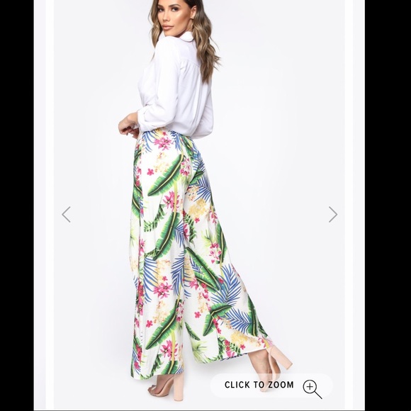 Tie Waist Flare Pants - Picture 3 of 7